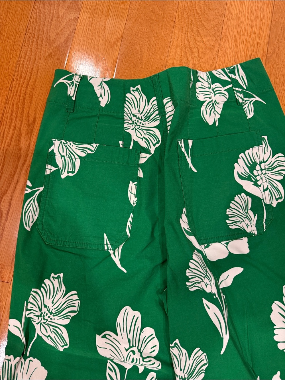 Anthropologie Green Wide-Leg Floral Pants - Picture 6 of 8
